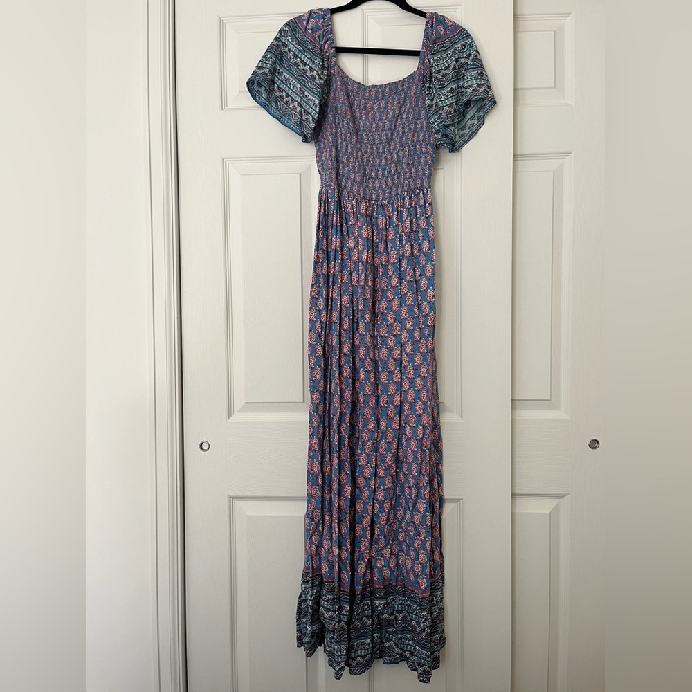 Angie Blue and Pink Floral Maxi Dress